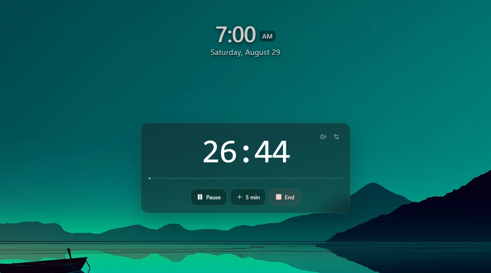 Mirsah Focus Mode timer over a custom wallpaper